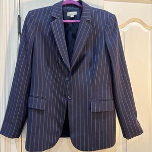 Tahari Blue and Pink Striped Blazer